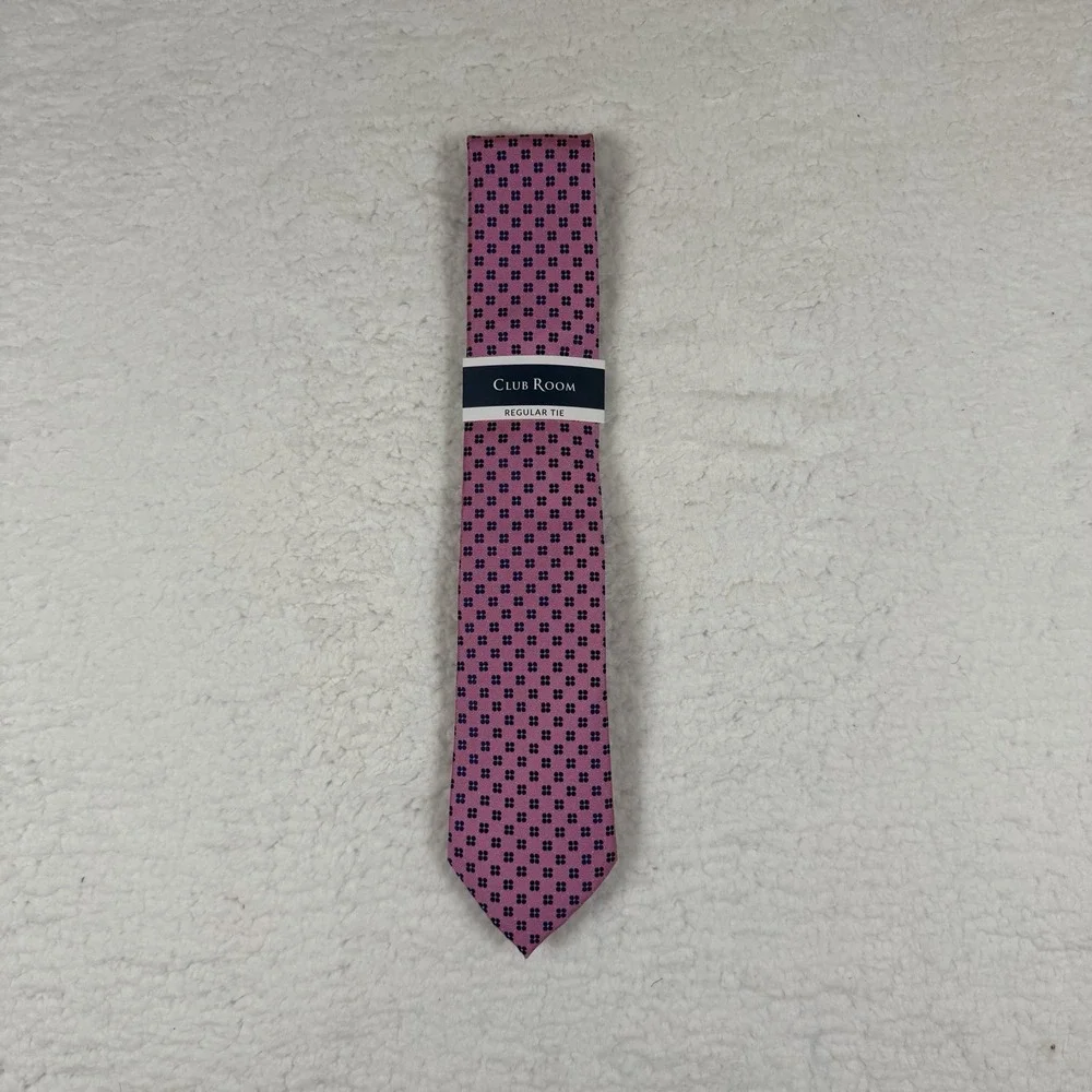 CLUB ROOM Men's Regular Tie ~ Pink ~ Dovekie Neat ~ NEW MSRP: $55.